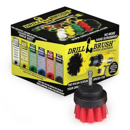 Drillbrush Outdoor - Patio - Scrub Brush - Cleaning - Garden Statues - Bird Bath 2in-Lim-Red-Short-QC